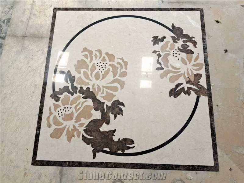 Stone Waterjet Round Medallion Marble Carpet Floor Medallion