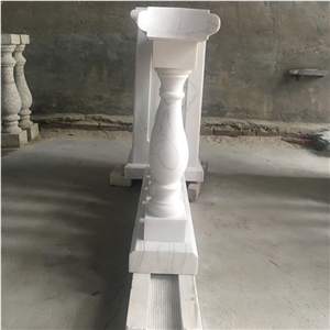 Custom Design Home Deck Natural White Marble Balustrades