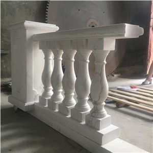 Custom Design Home Deck Natural White Marble Balustrades