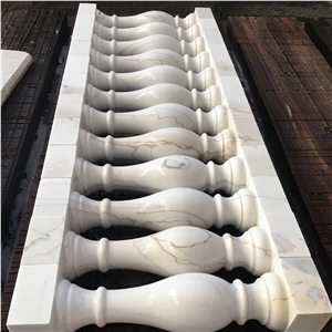Custom Design Home Deck Natural White Marble Balustrades