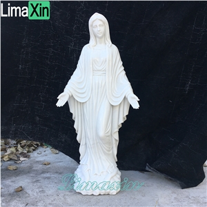 Customized Hand Carved White Marble Virgin Mary Statue