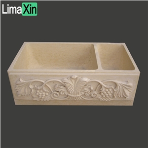 Flower Carved Marble Sink Rectangular Antique Marble Sink