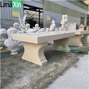 Garden Decoration Modern Design Beige Marble Park Bench