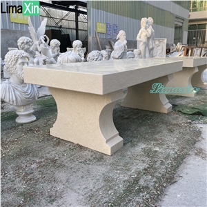 Garden Decoration Modern Design Beige Marble Park Bench