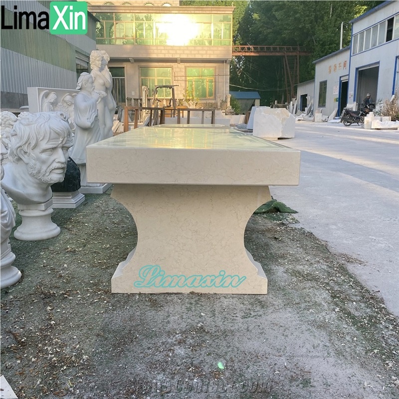 Garden Decoration Modern Design Beige Marble Park Bench