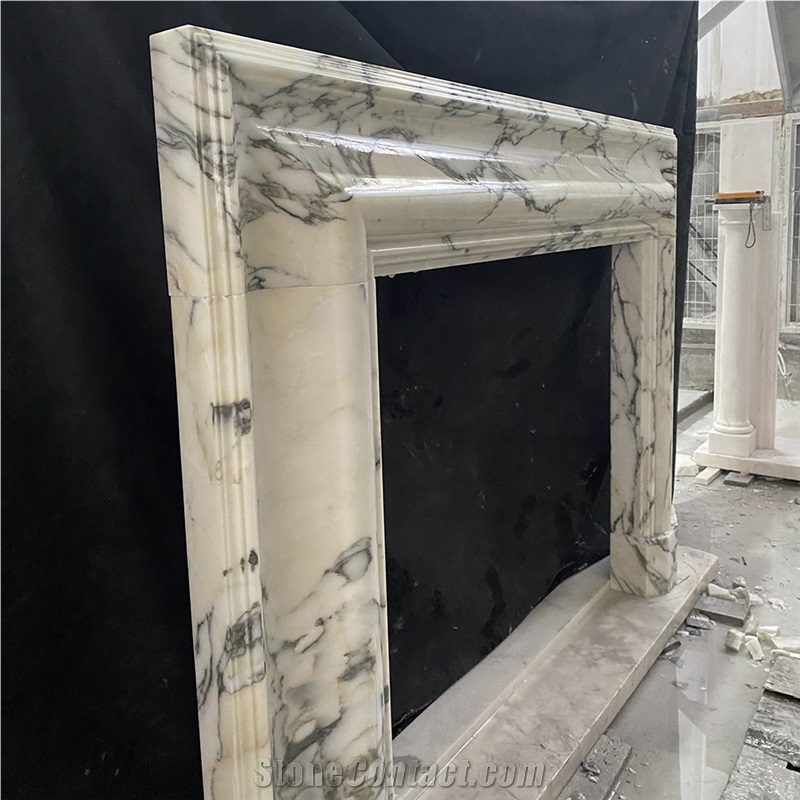Modern Design Italian Luxury White Marble Fireplace Mantel 