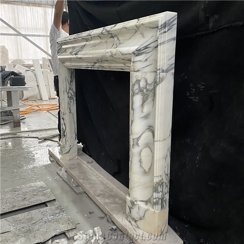 Modern Design Italian Luxury White Marble Fireplace Mantel 