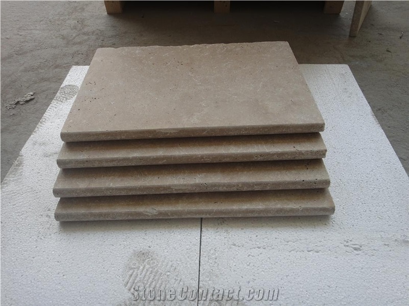 Bullnosed Edge Travertine Pool Coping, Swimming Pool Pavers