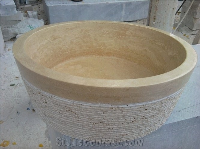 Naturalstone Red Marble Sink-Bowl, Wash Basin