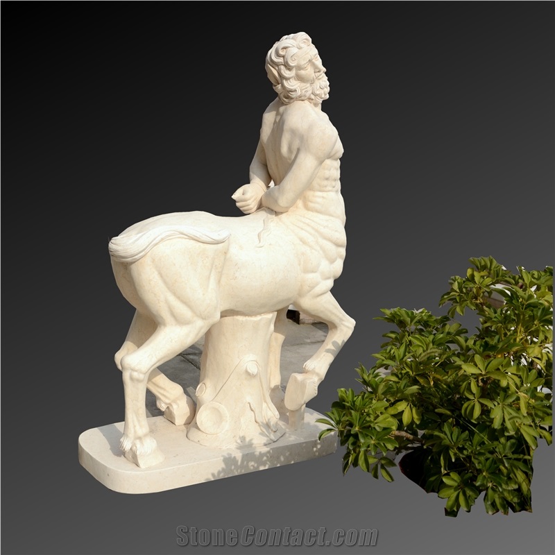 Archer Sculpture In Beige Marble
