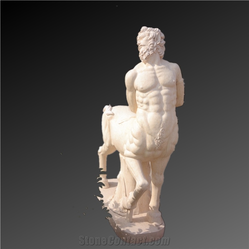 Archer Sculpture In Beige Marble