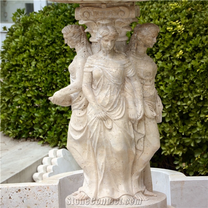 Beige Travertine Carving Fountain