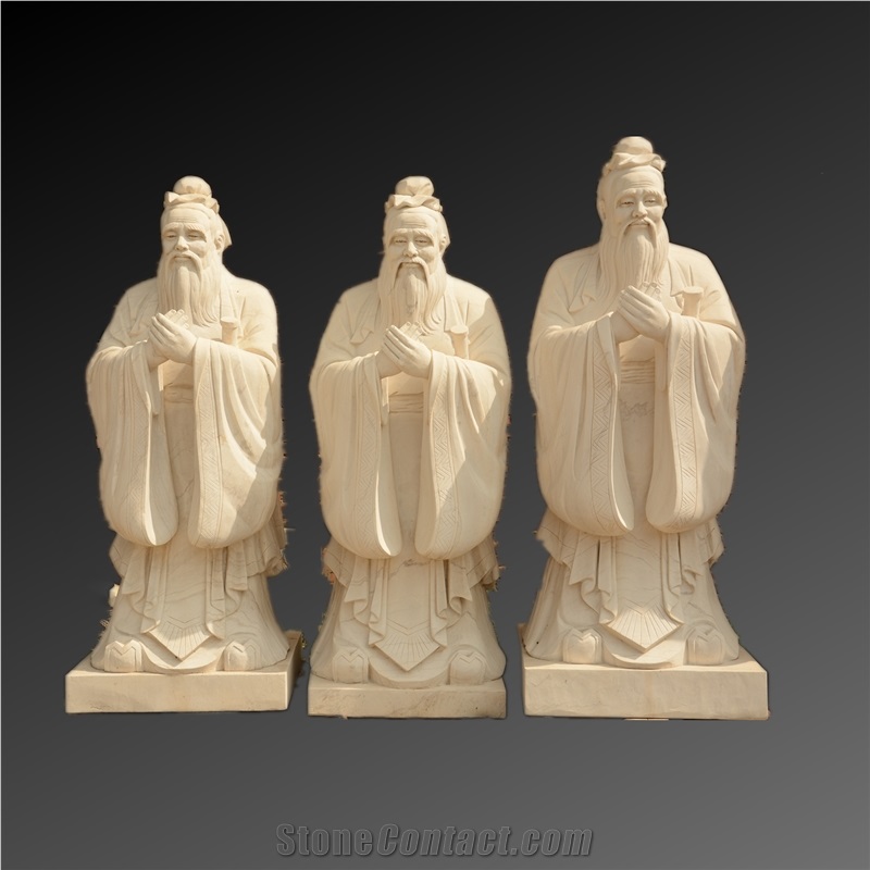 Confucius Sculpture In White Marble
