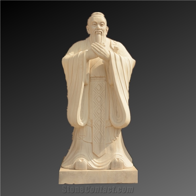 Confucius Sculpture In White Marble