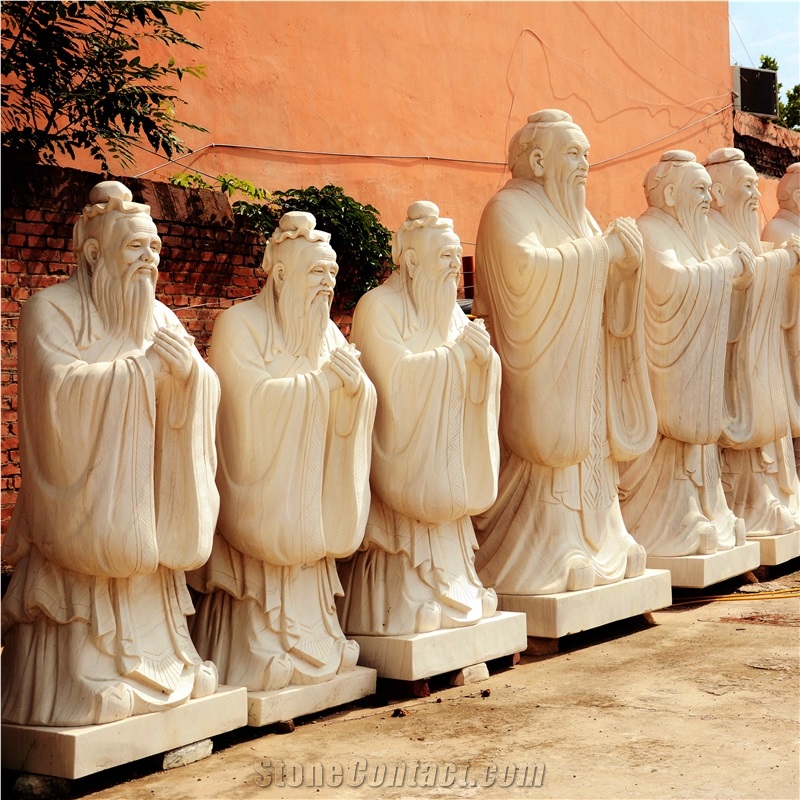 Confucius Sculpture In White Marble