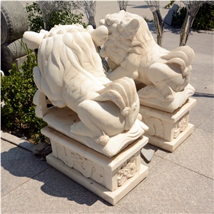 Shishi Staue Chinese Troditional Lion Carving In White