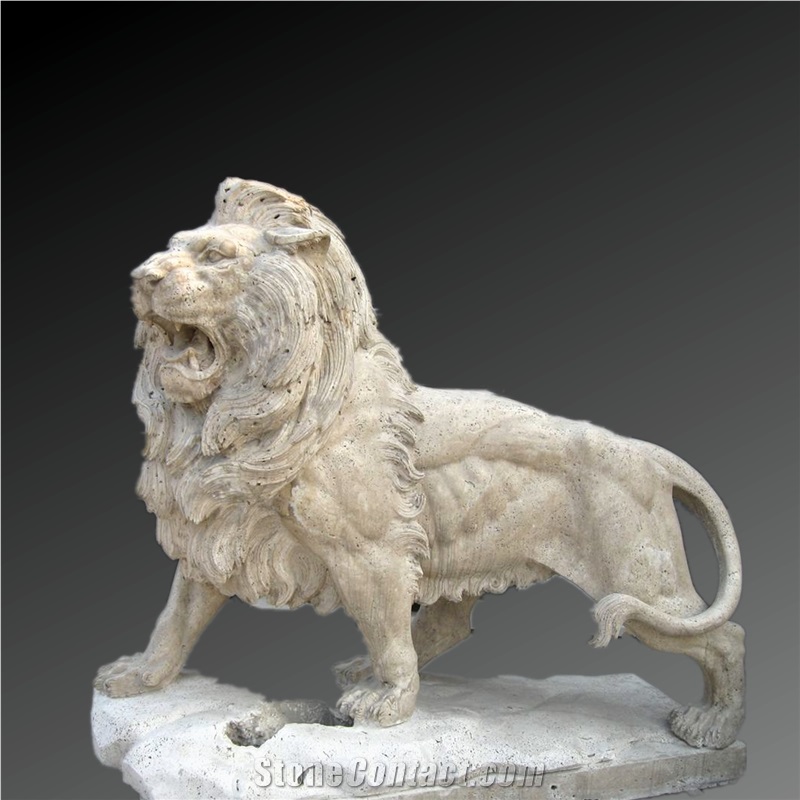 Travertine Lion Statue