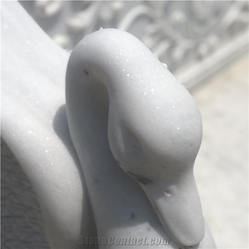 White Marble Goose Carving Long Bench