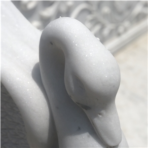 White Marble Goose Carving Long Bench