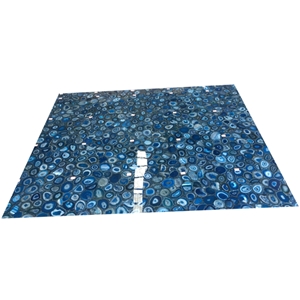 Luxury Blue Agate Slab Blue Gemstone Slabs For Wall Panels