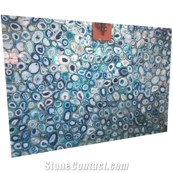 Luxury Blue Gemstone Semiprecious Stone Agate Jade Slab