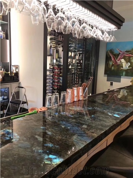 High Quality Polished Lemurian Blue Granite Slabs