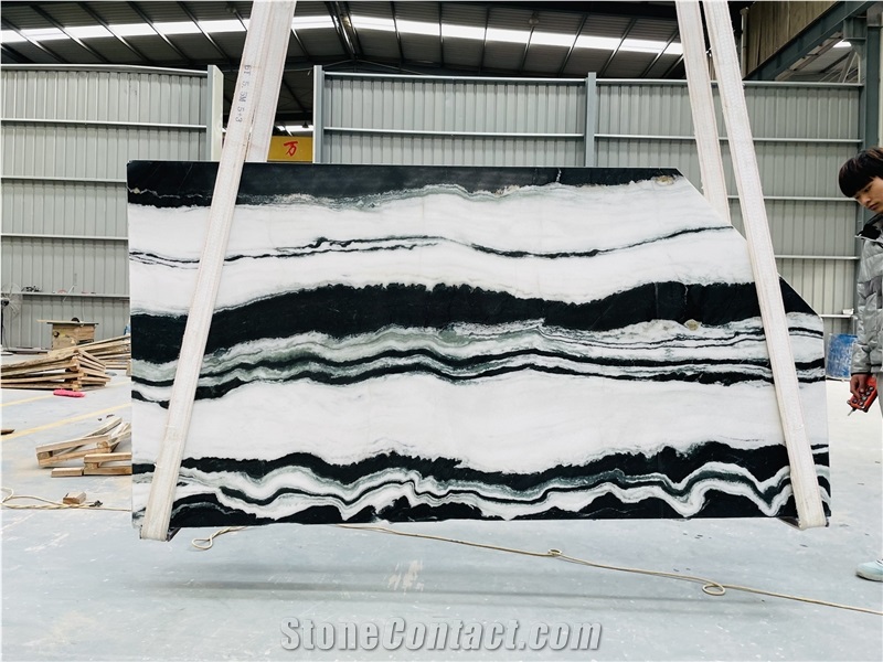 High Quality Polished Panda White Marble Slabs For Background