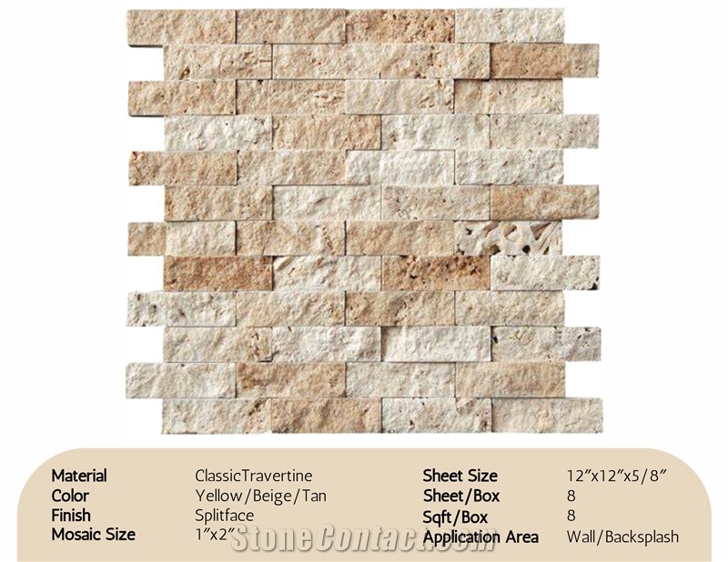 Classic Travertine Splitface Mosaic