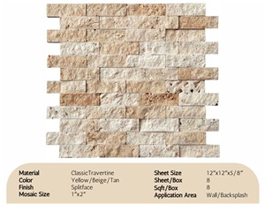 Classic Travertine Splitface Mosaic
