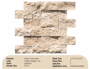 Classic Travertine Splitface Mosaic