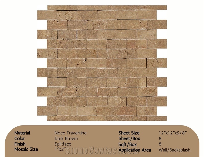 Noce Travertine Splitface Mosaic