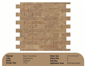 Noce Travertine Splitface Mosaic