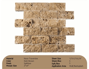 Noce Travertine Splitface Mosaic