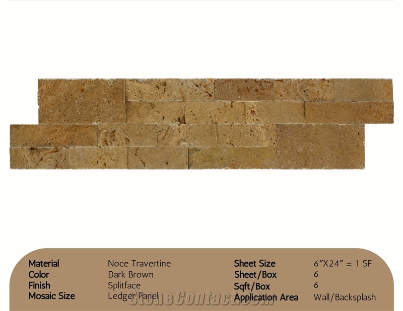 Noce Travertine Splitface Mosaic