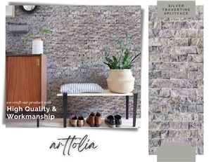 Silver Travertine Splitface Mosaic