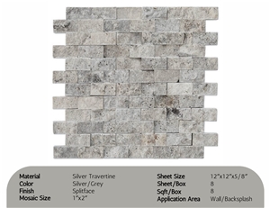 Silver Travertine Splitface Mosaic