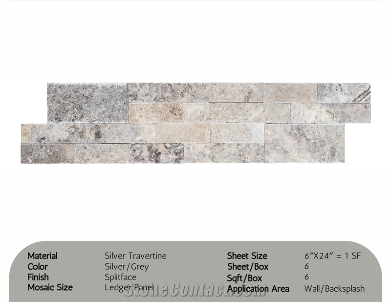 Silver Travertine Splitface Mosaic