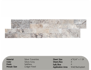 Silver Travertine Splitface Mosaic