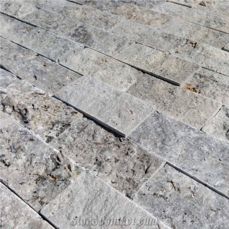Silver Travertine Splitface Mosaic
