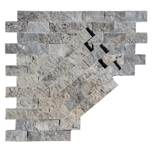 Silver Travertine Splitface Mosaic