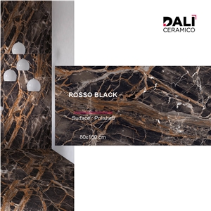 Rosso Black - Glazed Polished Porcelain Tiles