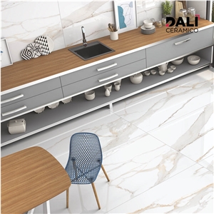 White Marble Looking Polished Porcelain Tiles