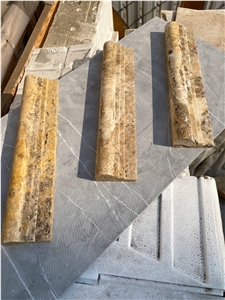Autumn Leaves Travertine Trim 2.5X12 Honed Double-Step Chair Rail