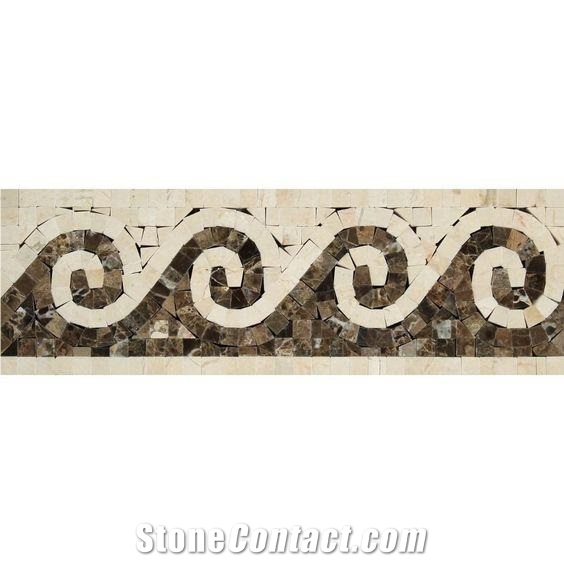 Crema Marfil Wave W/ Emperador Dark Polished Marble Trim