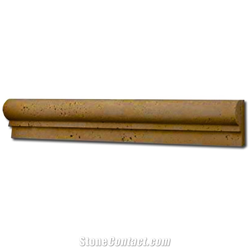 Golden Sienna Travertine Trim 2X12 Honed, Filled Single-Step Chair Rail