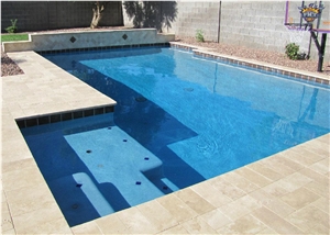 Ivory Travertine Pool Paver 16X24 Tumbled 3 Cm