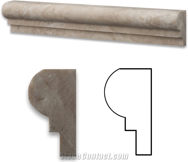 Molding Trims Durango Travertine Trim 2X12 Honed Cross Cut Single-Step Chair Rail