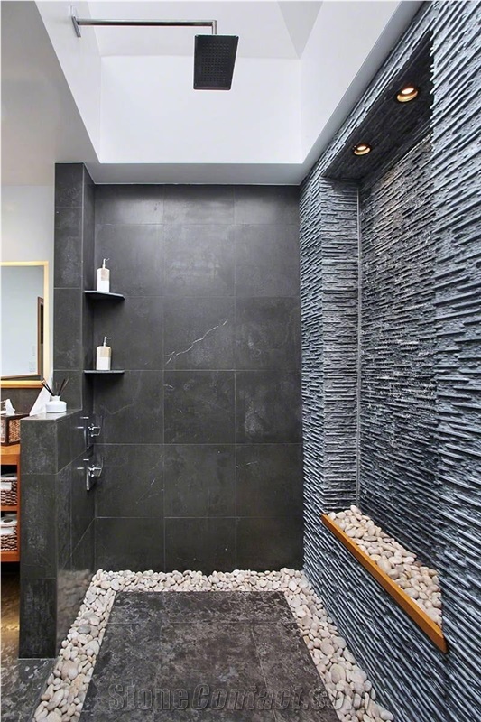 Montauk Black Slate Tile 24X24 Gauged 0.4 Inch
