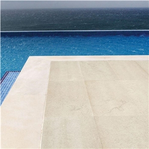 Salem Grey Rennaisance Limestone Pool Coping 12X24 Brushed, Sandblasted 3Cm