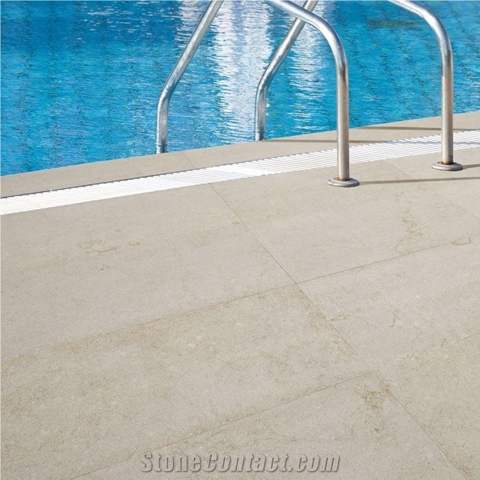 Salem Grey Rennaisance Limestone Pool Coping 12X24 Brushed, Sandblasted 3Cm